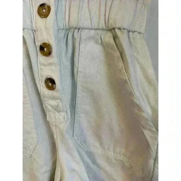 Gianni Bini Tori White Denim Short Sleeve Overall Flight Suit Button Romper XS - Picture 7 of 9
